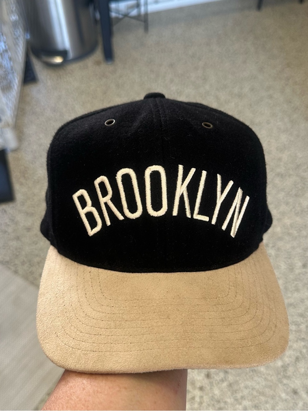 Mitchell & Ness Brooklyn Black Hat with Tan Visor